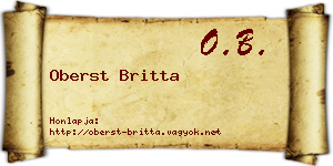 Oberst Britta névjegykártya